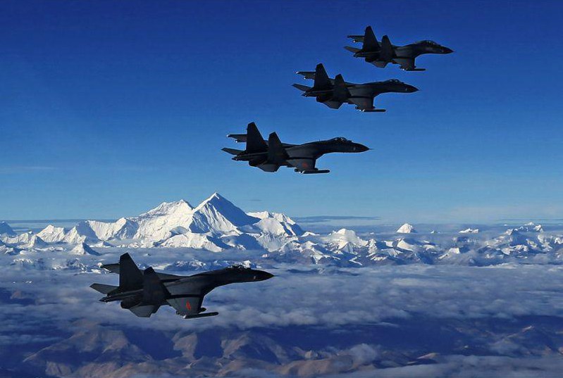 Aerial photos taken on J-11 fighter