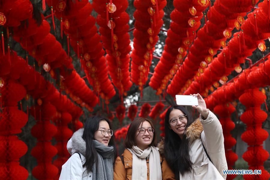 Beijing's Temple of Earth Park decorated for Spring Festival