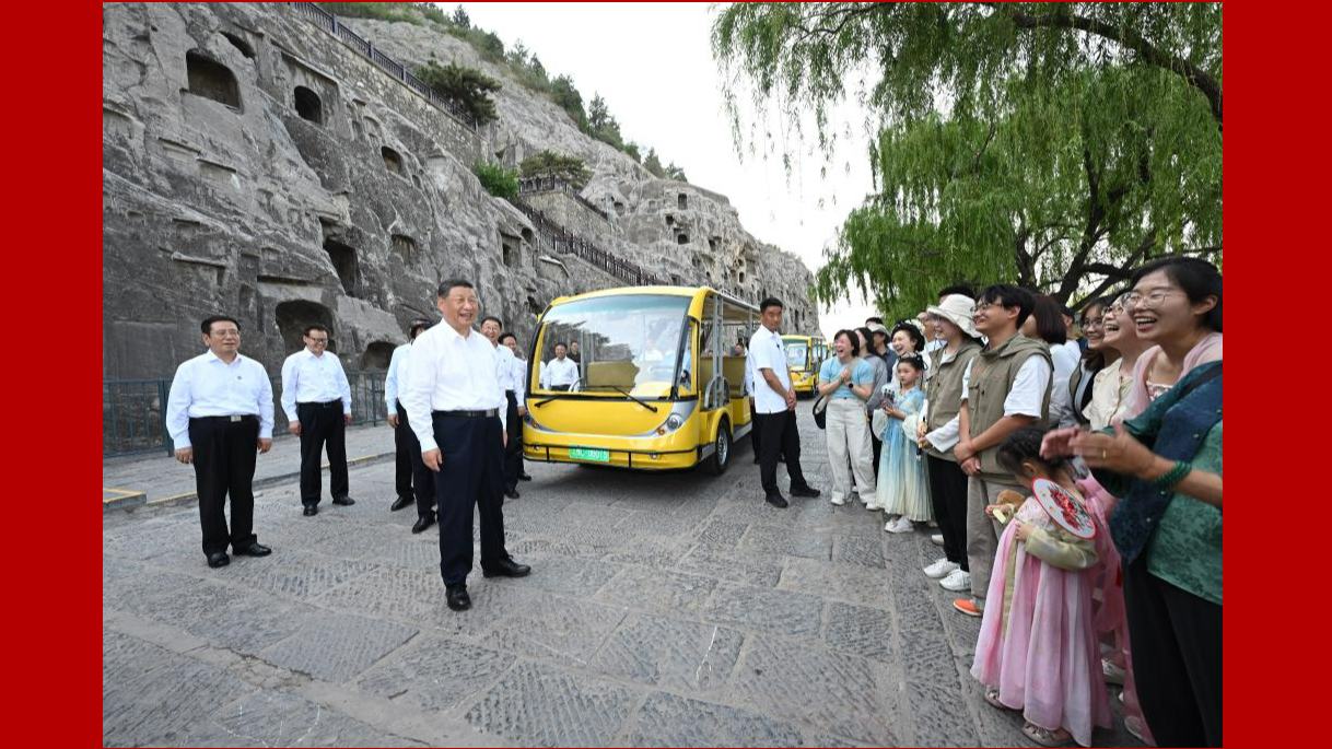 President Xi inspects Longmen Grottoes in C China's Henan