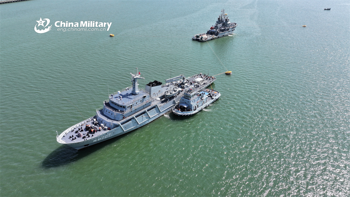 Degaussing ship performs demagnification mission